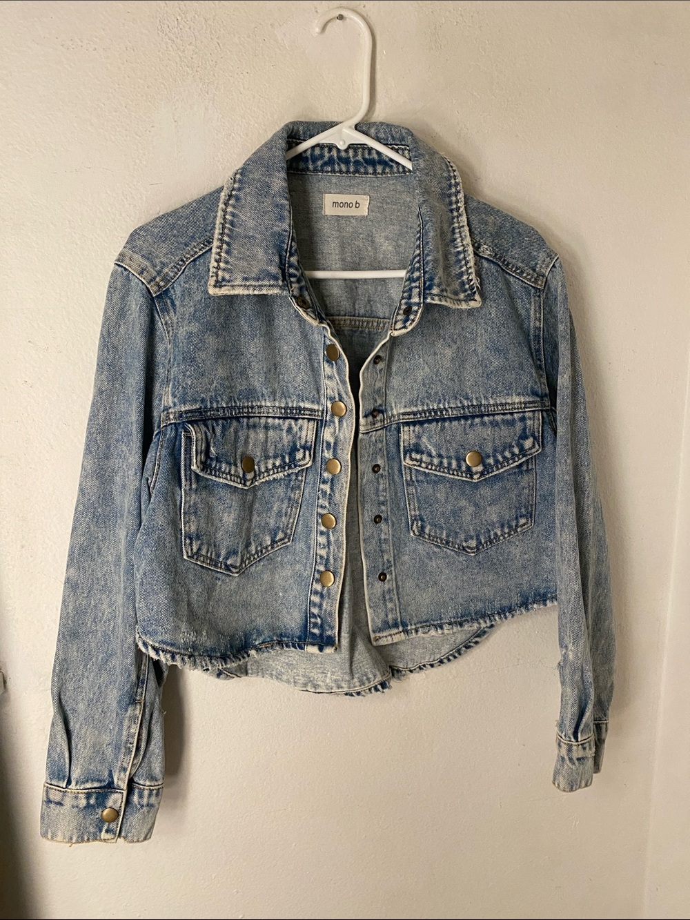 Mono B Light Blue Cropped Denim Jacket